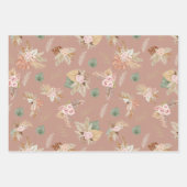 パンパスグラス&フラワーオンピンキッシュブラウン ラッピングペーパーシート (正面2)