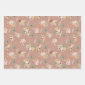 パンパスグラス&フラワーオンピンキッシュブラウン ラッピングペーパーシート (正面)