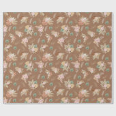 パンパスグラス&フラワーオンブラウン ラッピングペーパー (フラット)