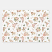 パンパスグラス&フラワーオンホワイト ラッピングペーパーシート (正面)