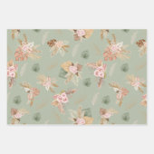 パンパスグラス&フラワーズオンセージグリーン ラッピングペーパーシート (正面2)