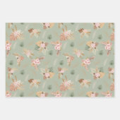 パンパスグラス&フラワーズオンセージグリーン ラッピングペーパーシート (正面)