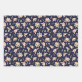 パンパスグラス&フラワーズオンネイビーブルー ラッピングペーパーシート (正面3)