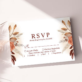 パンパスグラス フラワー テラコッタ ウェディング RSVP カード