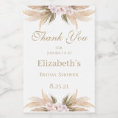 パンパスグラス ブライダルシャワー ミニ ワインボトル ラベル (シングルラベル)