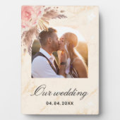 パンパスグラス ブラッシュピンク フラワーマーブル ウェディング フォトプラーク (正面)