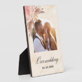 パンパスグラス ブラッシュピンク フラワーマーブル ウェディング フォトプラーク (側面)