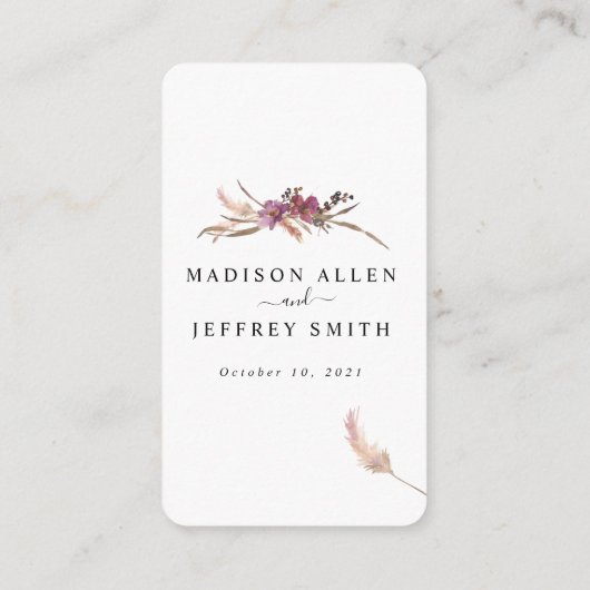 パンパスグラス ボヘミアンスタイルのウェディング 詳細カード エンクロージャーカード (裏面)