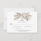 パンパスグラス ボーホー フェザーズ テラコッタ ピンク フローラル 出欠カード (正面)