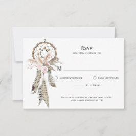 パンパスグラス ボーホー フェザーズ ドリームキャッチャー RSVP カード