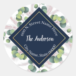 パンパスグラス&ユーカリ差出人住所 ラウンドシール