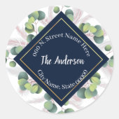 パンパスグラス&ユーカリ差出人住所 ラウンドシール (正面)