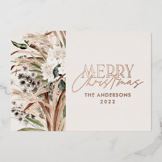 パンパスグラス ユーカリ 気分屋のモダン ボヘミア エレガント 箔シーズンカード (正面)