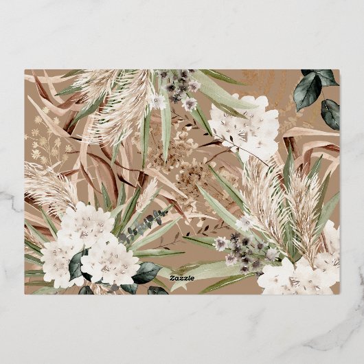 パンパスグラス ユーカリ 気分屋 現代のテラコッタ 箔シーズンカード (裏面)