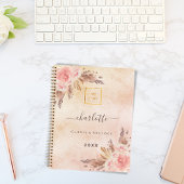 パンパスグラス ローズゴールド フラワーズ ビジネス ロゴ QR ノートブック