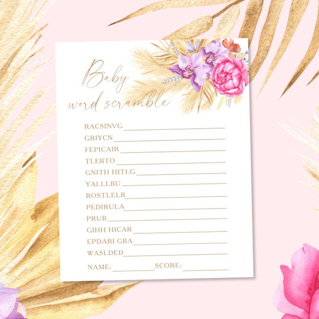 パンパスグラス – 単語スクランブルベビーシャワーゲーム (クリエイターアップロード済み)