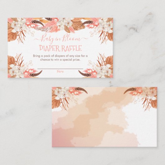 パンパスグラス |白オーキッド開花おむつラッフル エンクロージャーカード (正面/裏面)