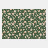 パンパスグラス&花オンダークグリーン ラッピングペーパーシート (正面3)