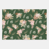 パンパスグラス&花オンダークグリーン ラッピングペーパーシート (正面2)