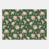 パンパスグラス&花オンダークグリーン ラッピングペーパーシート (正面)