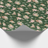 パンパスグラス&花オンダークグリーン ラッピングペーパー (角)