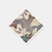 パンパスグラス&葉ボヘミアン結婚ズ スタンダードカクテルナプキン (角)