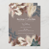 パンパスグラス&葉ボヘミアン結婚ズ 招待状 (正面/裏面)