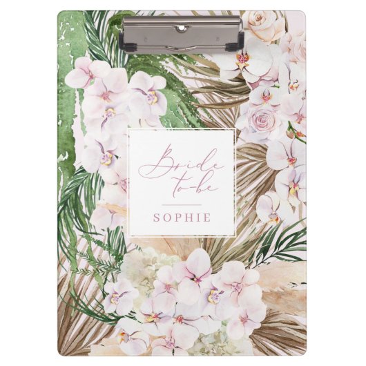 パンパスグラス、蘭、熱帯性葉花嫁 クリップボード (正面)