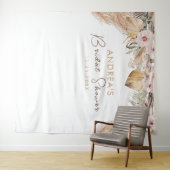 パンパスグラス&赤面フローラブライダルシャワー背景 タペストリー (インサイチュ(横))