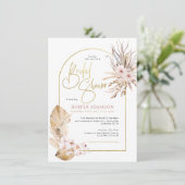 パンパスグラス&金ゴールドアーチボホフローラブライダルシャワー 招待状 (スタンド正面)