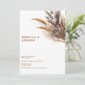 パンパスグラス | Bohoミニマリスト | QRコード結婚s 招待状 (スタンド正面)