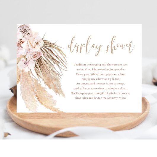 パンパスグラスboho bohemianディスプレイシャワーインサート エンクロージャーカード