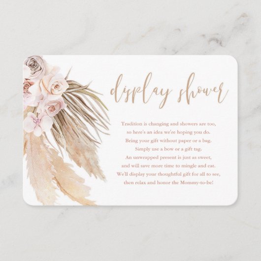 パンパスグラスboho bohemianディスプレイシャワーインサート エンクロージャーカード (正面)