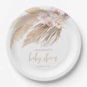 パンパスグラスboho bohemian赤ちゃんシャワー ペーパープレート (正面)