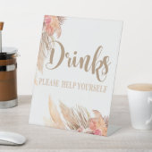 パンパスグラスDRINKSテーブルの看板、ペデスタルの標識 台座サイン (インサイチュ)