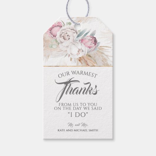 パンパスグラスPink King Protea'結婚s Thank You ギフトタグ (正面)