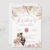 パンパスグラスQRコードRSVPズボ結婚ホ招待状 招待状 (正面)