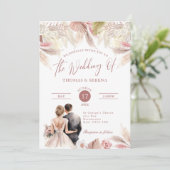 パンパスグラスQRコードRSVPズボ結婚ホ招待状 招待状 (スタンド正面)