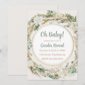 パンパスグリーンリーニュートラルトーンボホジェンダー発表 招待状 (正面/裏面)