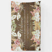 パンパスグリーンリー赤面フローラ素朴ビーチ結婚式 横断幕 (縦)