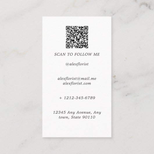 パンパスコットンエレガントボホフローラ 名刺 (裏面)