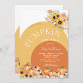 パンパスサンフラワーカボチャは赤ちゃんシャワーの途中にある 招待状 (正面/裏面)