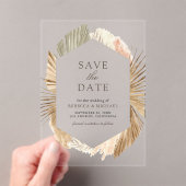 パンパスドライパーム離れの結婚式の日付を保存 アクリル招待状 (インサイチュ (ポータブル))