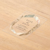 パンパスドライパーム離れの結婚式の日付を保存 アクリル招待状 (レイダウン)