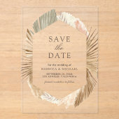 パンパスドライパーム離れの結婚式の日付を保存 アクリル招待状 (正面)