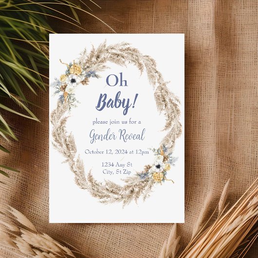 パンパスニュートラルトーンボホジェンダーリビール招待状 招待状