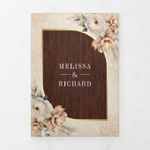 パンパスニュートラル自然ベージュフローラウッド結婚ズ 三つ折り招待状 (カバー)