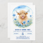 パンパスピクニックウィズハイランドカウズ誕生日 招待状 (正面/裏面)