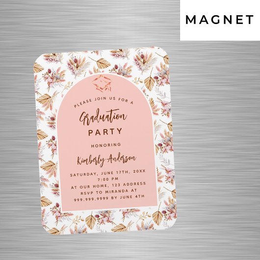 パンパスフラワーズバラ卒業パーティー招待状 マグネット