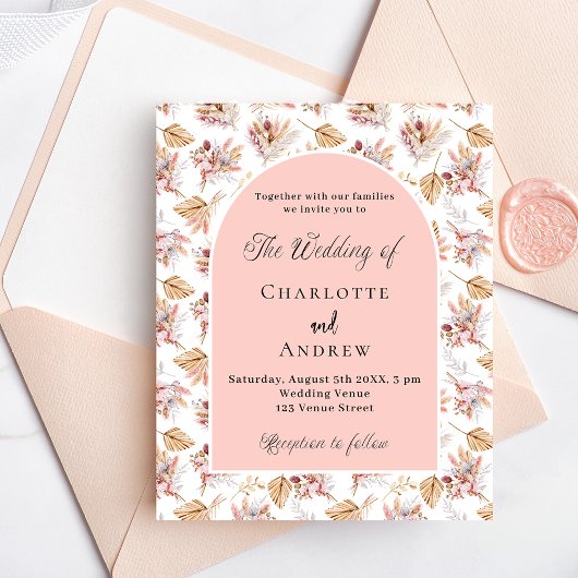 パンパスフラワーズバラ金ゴールド予算結婚式招待状